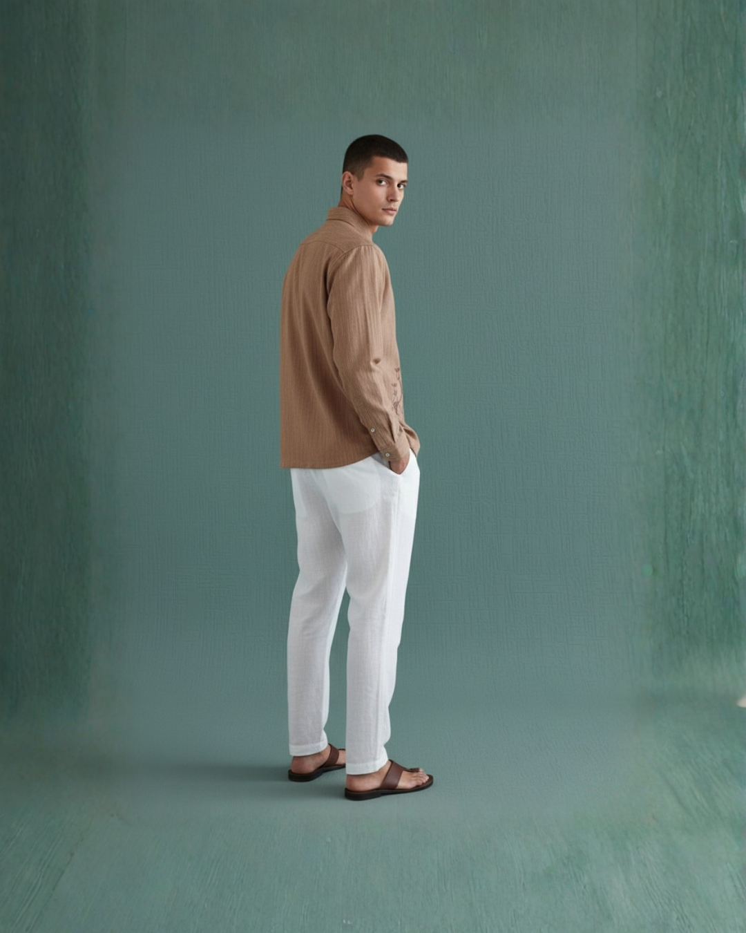 Giraffe Embroidery Linen Shirt